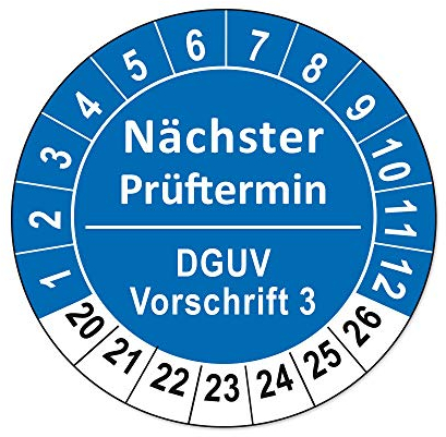 Prüfplaketten DGUV Vorschrift 3 und 4 Folienaufkleber auf Rolle (DGUV Vorschrift 3, Blau, 2000)