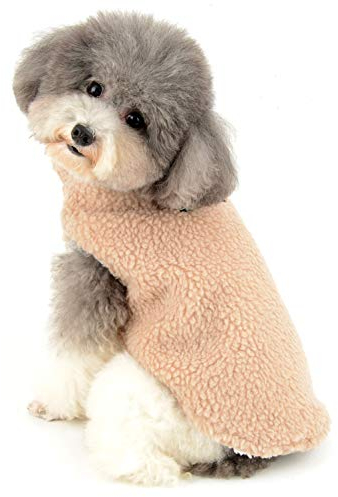 Ranphy Sherpa-Vlies Hunde Kleidung für Kleine Hunde Winter Aufgefüllte Haustier Mantel Weste Jacke Winddicht Kapuzenjacke Thermo Hundewelpen Yorkshire Terrier dackel Weihnachten kostüm Braun M