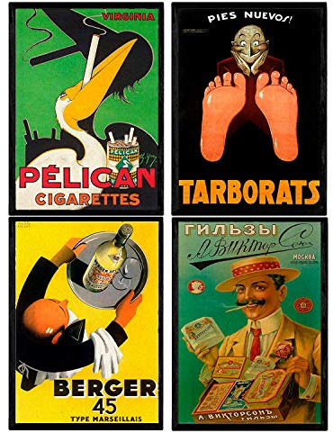 Nacnic Poster Jahrgang. Alte Plakate mit Anzeigen. Vintage Poster Schnupftabak. A3 Größe