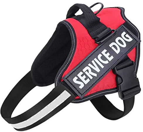 Belababy Soft No Pull Dog Harness X Small, Adjustable Assistance Service Dog Vest with Safety Buckle, Reflective Breathable Outdoor Training Dog Harness（Red）