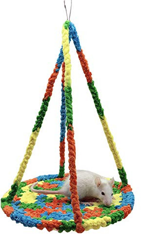 LeerKing Kleintiere Kuschelhöhle Meerschweinchen Kuschelbett Nest Plüsch Haus Hängematte für Ratte Hamster Nager Frettchen Bartagame Degu Bunte Hängematte S
