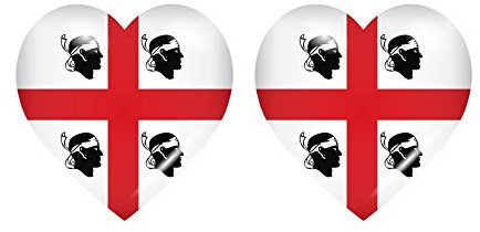 Akachafactory 2X Sticker Adesivi Adesivo Bandiera Cuore Auto Moto Sardegna Sardinia