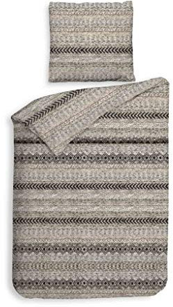Heckett Lane Biber Flanell Bettwäsche Ethan in Natur 135x200 + 80x80 cm