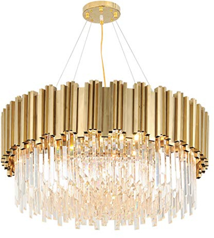 Lámparas De Techo De Araña De Cristal LED Posmodernas Redondas De Oro Candelabros De Acero Inoxidable Luz De Techo Iluminación Lámpara Colgante Lustre Luminaria De Suspensión Lam(Size:40cm,Color:oro)