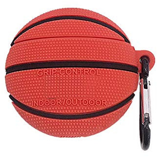 Silikon-Schutzhülle für Airpods 2 & 1, niedlich, cool, Basketball, Fußball, weiche Hülle mit Anti-Verlust-Schlüsselanhänger (Basketball-Hülle)