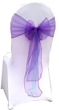 CNFQ 50 Stück Stuhlschleifen, Organza, Taufe, Party, Dekoration, Hochzeit (Mode Violett)