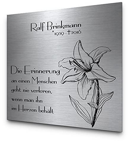 CHRISCK design Edelstahl Tafel als Andenken für den Außenbereich für Deinen Lieblingsmenschen | Grabtafel mit Gravur für Menschen | Gedenktafel für EIN Urnengrab für Menschen
