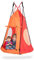 GIANTEX Nestschaukel Outdoor mit Zelt, Kinderschaukel bis 150 kg belastbar, Gartenschaukel Ø 100 cm für Kinder & Erwachsene, Hängeschaukel höhenverstellbar, Tellerschaukel mit Tür & Fenster (Orange)