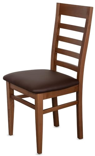 KEHO Esszimmerstühle 2er Set (CH62) - bis 150 kg - Aus massivem Buchenholz - Stühle Esszimmer - Fertig montiert (Nussbaum - Braun)