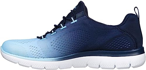 Skechers Summits Bright Charmer Baskets pour Femme, Bordure en Maille Bleu Marine Clair, 36 EU
