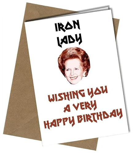 Mrs Thatcher - Iron Lady - Happy Birthday A5 Birthday Card | Envelope Included | Blank Inside | Unique Design | Personalised Free of Charge