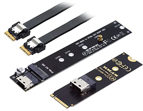 NFHK NGFF M-Key NVME Verlängerungskabel Stecker auf Buchse, 40 cm, mit SFF-8654-Stecker für Mainboard SSD 2280/22110