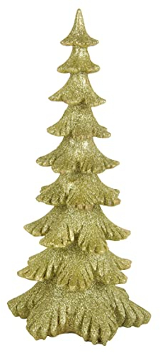 Tarrington House Deko-Baum, Harz, 14 x 14 x 30 cm, mit Glitzerstaub einen Schneeeffekt, Gold
