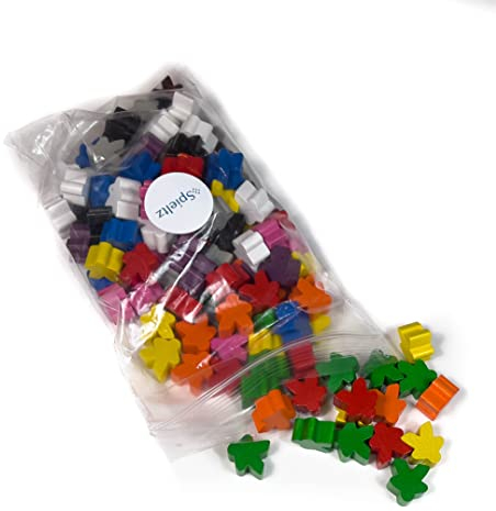 Spieltz 60 kleine Spielfiguren aus Holz für Brettspiele, 16x16x10 mm, Made in Germany (10 Farben: Gelb, Rot, Blau, Grün, Orange, Lila, Pink, Grau, Schwarz, Weiß, 60 Stück)