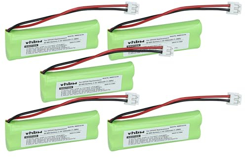 vhbw 5x batteria compatibile con Audioline Monza 480, 482 telefono fisso cordless (500mAh, 2,4V, NiMH)