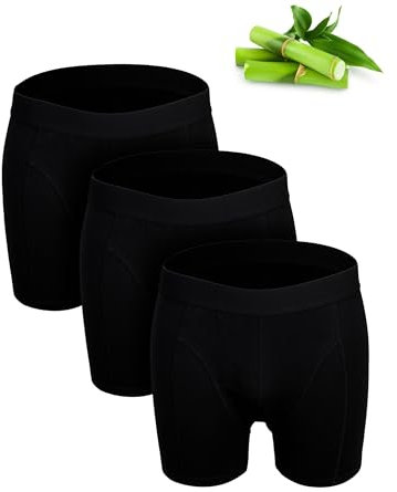 Basic Treasure Lot de 3 boxers en bambou de qualité supérieure pour homme, en bambou doux et coton, respirants, extensibles, Noir , XXL