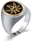 Whoiy Goldring Kleiner Finger, Matching Rings 20mm Edelstahl Punk Ringe Männer Ovales Ahornblatt Ringgröße 60 (19.1) Gravierbar
