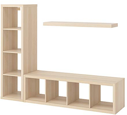 IKEA LACK/KALLAX Aufbewahrungskombination mit Regal, 189x39x147 cm, weiß gebeizte Eiche Optik