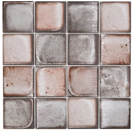 Mosaikfliese Glasmosaik Retro Vinatage Zement Style Pastell Grau Beige Küchenrückwand Duschwand | 10 Mosaikmatten