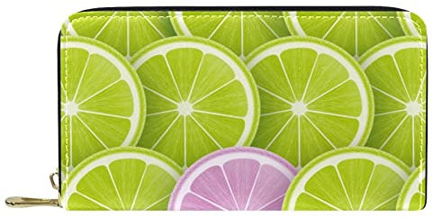 Long portefeuille classique en cuir avec tranches de citron vert et citron, sac à main de voyage, porte-monnaie, carte, sac à monnaie tendance pour homme et femme, multicolore,