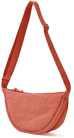 ANYWN Crossbody Bag Damen Halbmond Schultertasche, Hobo Casual Crossbody Bag, Einfarbige Tragbare Halbmond-Tasche Umhängetasche mit verstellbarer Schultergurt Orange