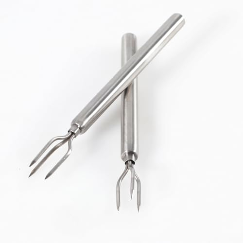 Kerafactum Juego de patatas al horno - Tenedores de acero inoxidable para patatas al horno - Juego premium con tapas de seguridad - Robusto y elegante - Ideal para verduras - Comida a la parrilla - M