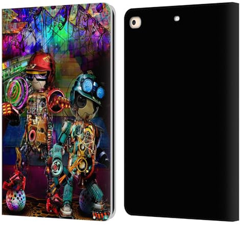 Head Case Designs Offizielle Jumbie Art Boombox Roboter Visionär Leder-Wallet-Hülle Kompatibel mit Apple iPad 9.7 2017 / iPad 9.7 2018