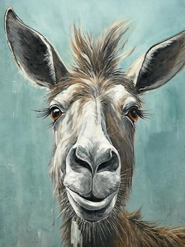 Leinwandbild, Motiv: Bauernhaus-Esel, lustiges Esel-Poster, Bilder für die Wand, rustikaler Leinwanddruck, Gemälde, Tier-Wanddekoration, Landhausstil, gerahmt, Kunstdrucke für Badezimmer,