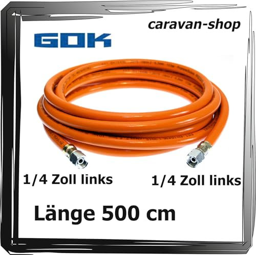 GOK Gasschlauch 2 x 1/4 Zoll links 80, 150, 300 oder 500 cm Propan Flüssiggas (GOK Gasschlauch 2 x 1/4 Zoll links 500cm)