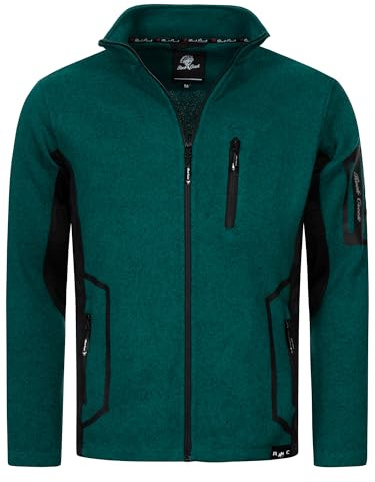 Rock Creek Herren Fleece Jacke Outdoor Wanderjacke Pullover Full Zip Hoodie Herrenjacke Fleecejacke Winterjacke Strickjacke Strickfleecejacke H-367 Dunkeltürkis L