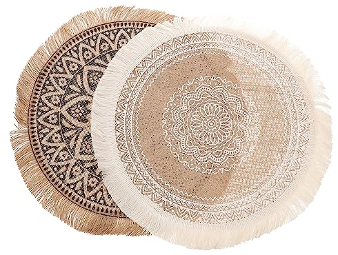 OUNONA 2st Tischset Aus Baumwollleinen Hot Pads Für Die Küche Küchenzubehör Aus Marmor Zubehör Für Kaffeebars Esstisch Platzsets Moderne Tischsets Quasten-tischsets Wok Weben Jute Matte