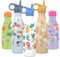 SHO Kinderflasche – Original 2.0 – ultimative isolierte, doppelwandige Edelstahl-Isolierflasche und Wasserflasche – 12 Stunden heiß und 24 Stunden kalt – 260 ml – BPA-frei (375 ml, Alphabet mit Strohh