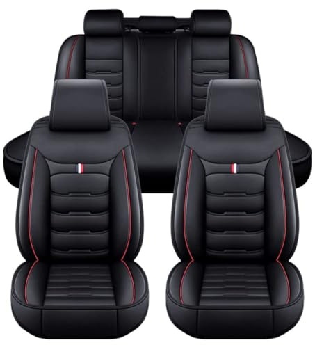 LICOME Auto Sitzbezüge für VW Golf 7 Variant/Golf Variant R R-Line Wagon, Leder Autositzbezüge, Wasserdicht Schonbezüge Vordersitze und Rückbank Komplettset Sitzschoner Zubehör,B Black Red