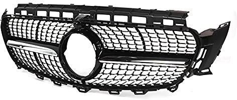 Diamant-Stil Schwarz ABS Kühlergrill Abdeckung für W213 2016 Außen Front Mitte Lufteinlass Grill, Langlebig Rostsicher