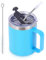 Volhoply 12oz Insulated Leakproof Coffee Mug with Sliding & Straw Lid,Double Wall Vacuum Stainless Steel Travel Cafe Tumbler Cup with Handle,Reusable Camping Mugs Keep Cold/Hot(Blue,1 Set)