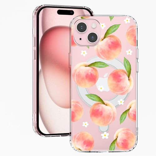 MAYCARI Magnetic Case for iPhone 11 Pro Max, Cute Kawaii Pink Peach Clear Soft Slim Fit Shockproof Protective Case Compatible with MagSafe for iPhone 11 Pro Max