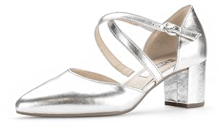 Gabor Damen Riemchen Pumps, Frauen Absatzschuhe,hochhackige Schuhe,stoeckelschuhe,Ausgehschuhe,Abendschuhe,Court Shoes,Silber,39 EU / 6 UK