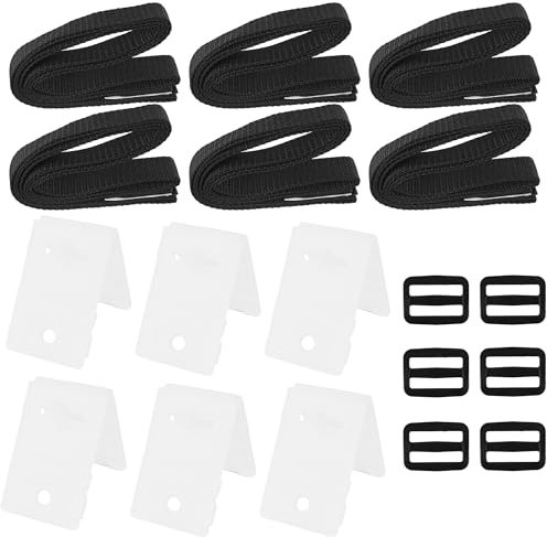 18Pcs Pool Solar Cover Reel Attachment Straps Kit, Solar Cover Reel Straps and Clips Kit for Inground Swimming Pools Including 6 Nylon Straps with Tabs, 6 Cord Plates, 6 Buckles
