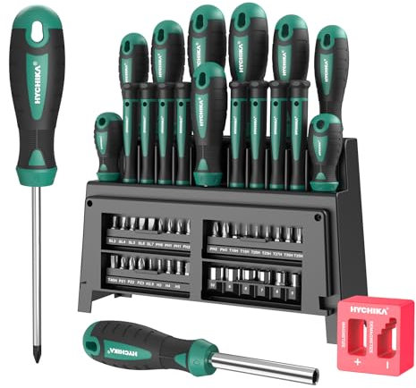 HYCHIKA 51 PCS Magnetic Screwdriver Set Including Flat Head, Phillips, Precision and Bit Screwdriver, Suitable for DIY, Home, Farm Maintenance