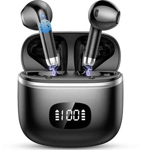 Bluetooth Kopfhörer, Kopfhörer Kabellos Bluetooth 5.3 mit 4 ENC Noise Cancelling Mic, Kabellose Kopfhörer HiFi Stereo, 40 std Spielzeit, LED-Anzeige, USB-C, Ohrhörer Bluetooth für Arbeit Spiel Sport