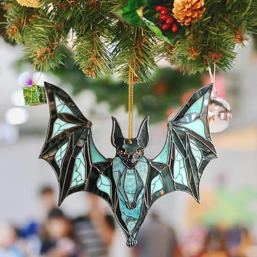 Decorazione natalizia a pipistrello, decorazioni natalizie 2024, accessori di Natale in acrilico, ciondolo piatto 2D, ornamento mini ornamento per auto, ciondolo per borse della scuola, offerte del
