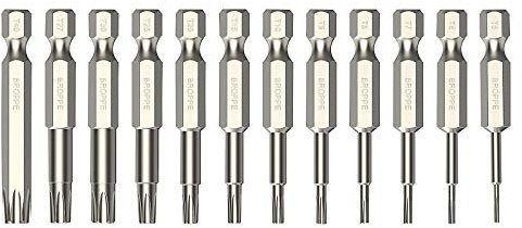 Rarapop Torx Head Screwdriver Bit Set 12Pcs 1/4 Inch Hex Shank 2 Inch/50 mm Length S2 Steel with Magnetic Star Driver Bit Set Screwdriver for Shark Vacuum T5-T40 (12Pcs 50mm)