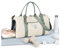 HYC00 Sport Duffel Bag Damen Handgepäck Sporttasche für Damen und Herren mit Nassfach & Schuhfach, Reisetasche Damen Weekender Gym Travel Bag Schwimmtasche Yoga Bag Trainingstasche,Beige mit Grün