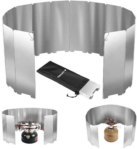 Navaris Foldable Camping Cooking Windshield 16pcs - Portable Camp Gas Stove Kitchen Windbreak - Wind Shield Gadgets - Aluminium Windscreen Guards for Outdoors Picnics & Backpacking