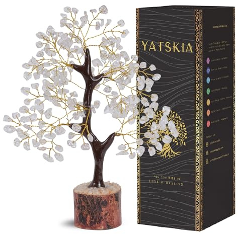 YATSKIA Clear Quartz Crystal Tree Of Life, Gem Stones And Crystals, Gifts For Women, Ornaments For The Home, Office Decor, Birthday Gift For Women, Good Luck Housewarming Gifts