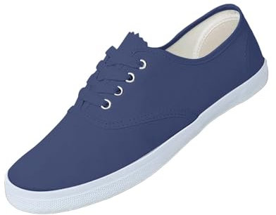 Womens Mens Plimsoles LACE UP Flat Pumps Plimsolls Canvas Slip-On Sneakers UK Sales UK 5 New Blue