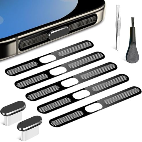Limvory USB C Dust Plug, Phone Speaker Dust Cover and Anti Dust Cover Protector Cap for iPhone 16/16 Pro/16 Pro Max/iPhone 15/15 Pro/Pro Max – Black
