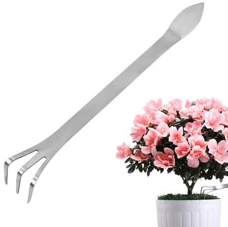 Bonsai Rake - Bodenlockerwerkzeug aus Edelstahl | Bonsai Wurzelharken und Haken, Multifunktionaler Handrechen, Japanisches Gartenwerkzeug zum Lösen und C
