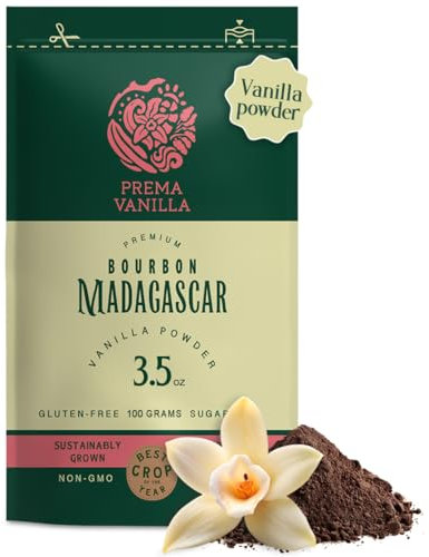 PREMA VANILLA 100g Poudre de Vanille Bourbon Premium – Vanille en Poudre 100% Naturelle et Bio – Fabriquée à partir de Gousses de Vanille de Madagascar – Qualité Gourmet – Arôme Pur et Intense