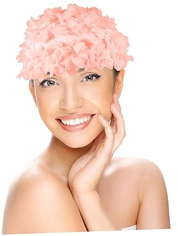 1 Pièce Bonnet de Bain Femme Confortable Respirant pour Natation à Rose